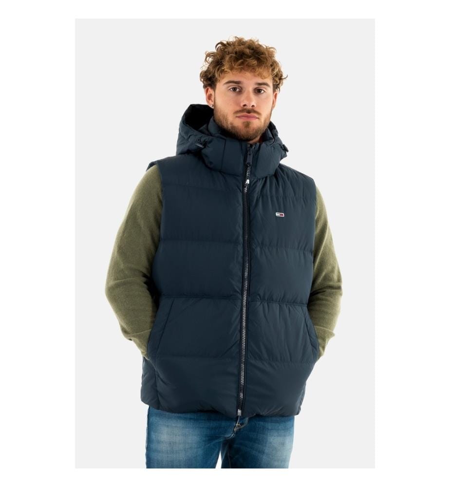 Gilet Zippé À Capuche En Duvet - Bleu Marine