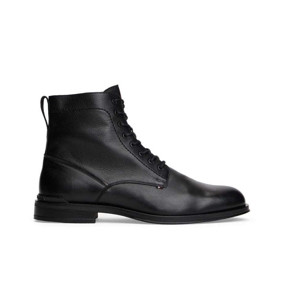 Niedrige Lederstiefel mit Reissverschluss - Schwarz