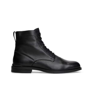 Niedrige Lederstiefel mit Reissverschluss - Schwarz