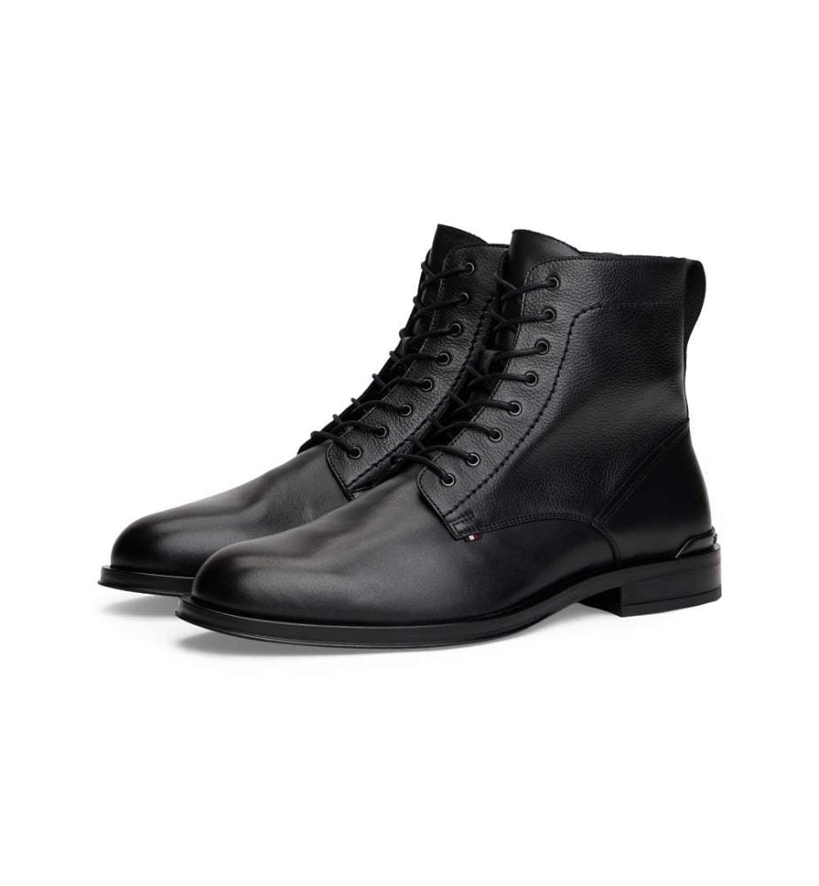 Niedrige Lederstiefel mit Reissverschluss - Schwarz