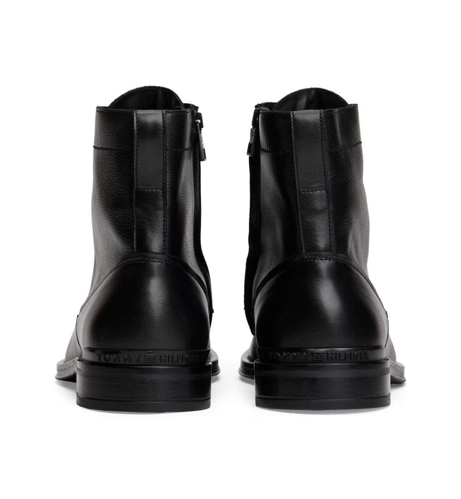 Niedrige Lederstiefel mit Reissverschluss - Schwarz