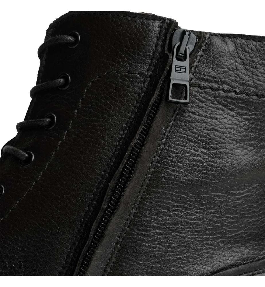 Niedrige Lederstiefel mit Reissverschluss - Schwarz