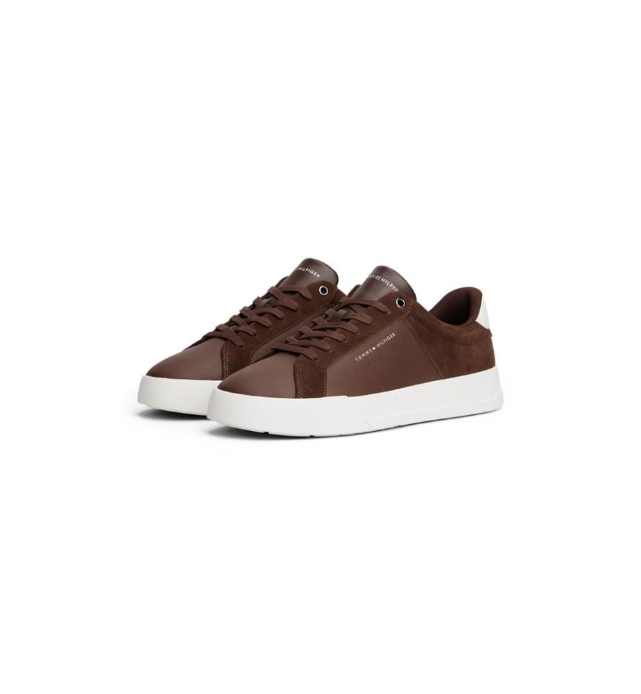Niedrige kurze Sneakers aus Leder mit gemischten Texturen - Desert Sky