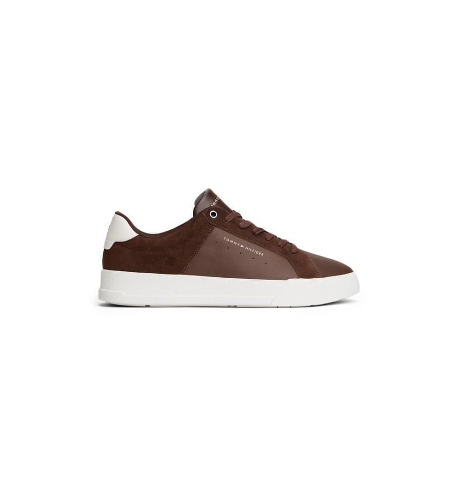 Niedrige kurze Sneakers aus Leder mit gemischten Texturen - Desert Sky