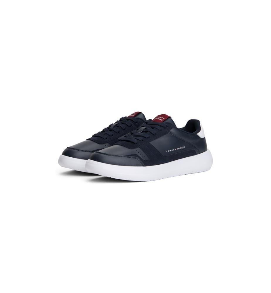 Sneaker aus Leder mit fein gezackter Sohle - blau