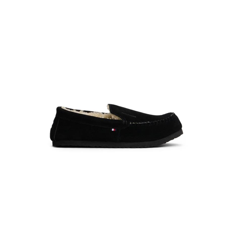 Pantofole in pelle scamosciata ripiena - nero