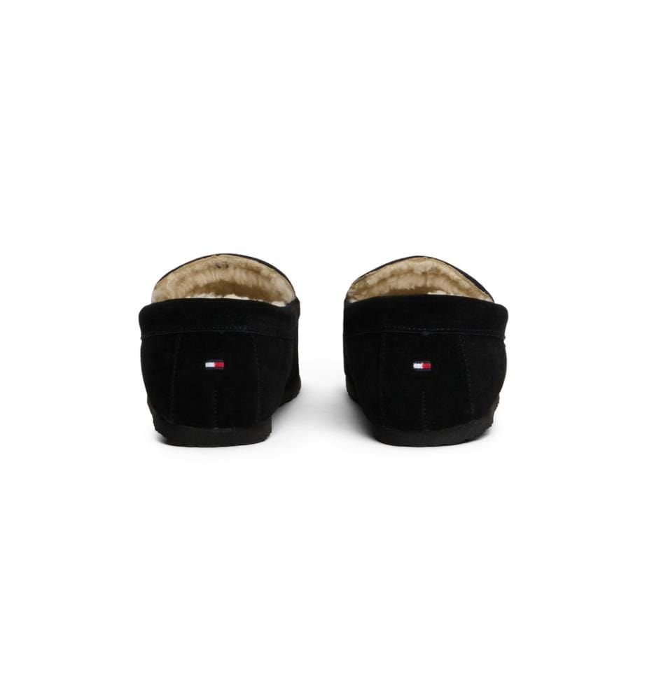 Pantofole in pelle scamosciata ripiena - nero