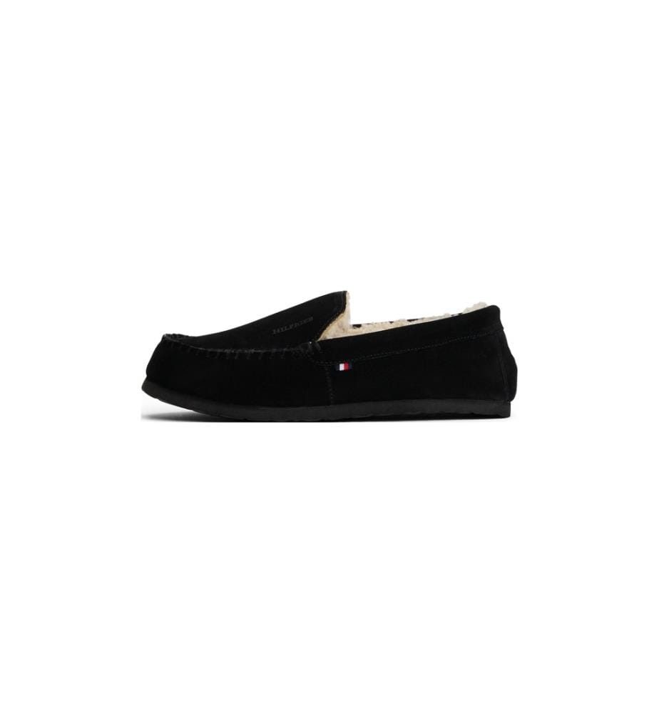 Pantofole in pelle scamosciata ripiena - nero