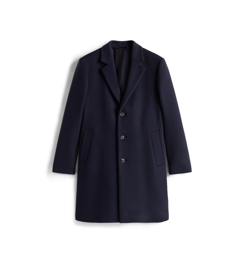 Gerader Mantel Smart Casual aus Wollgemisch - Marineblau