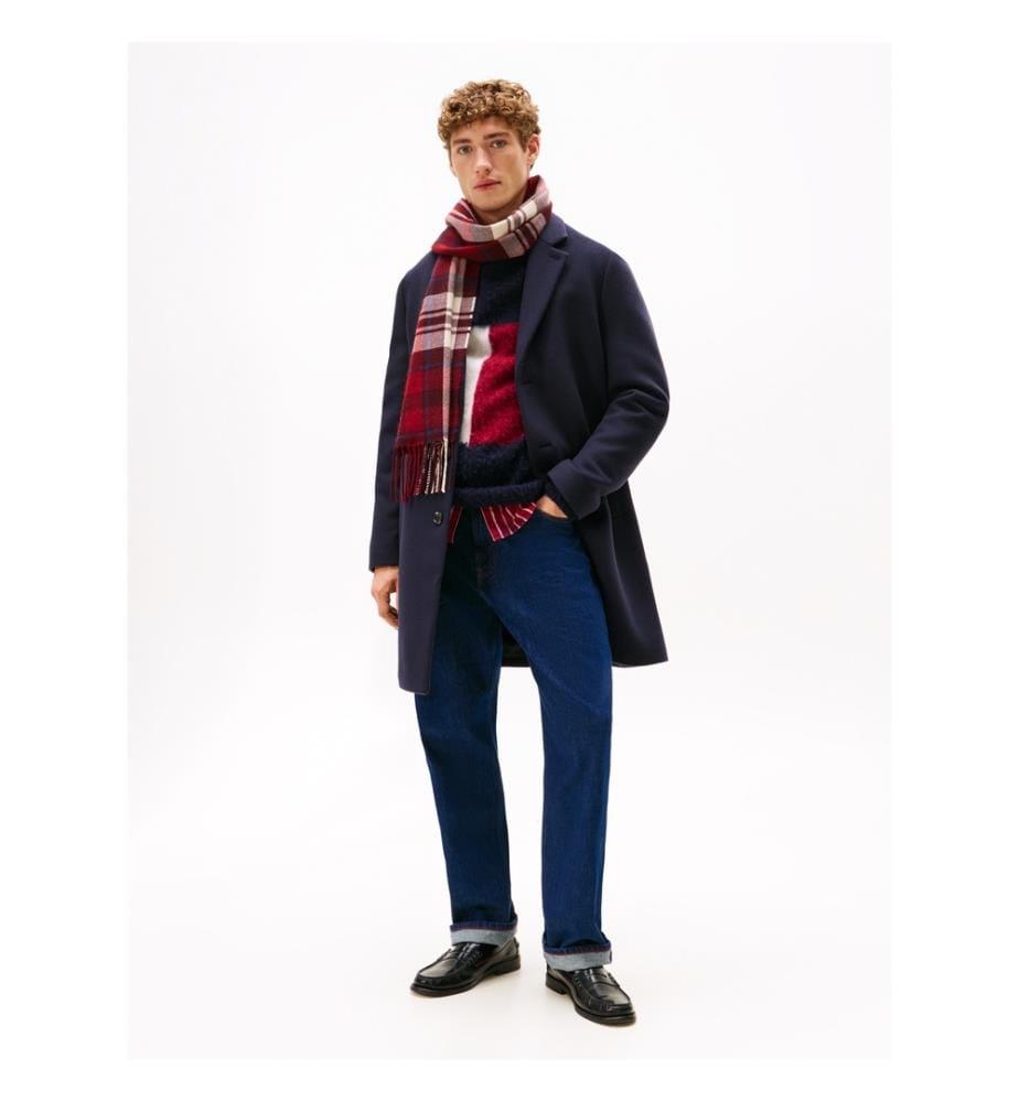 Gerader Mantel Smart Casual aus Wollgemisch - Marineblau