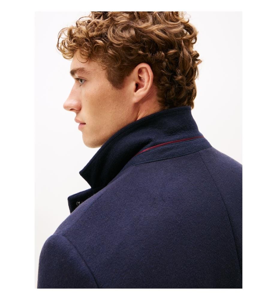 Gerader Mantel Smart Casual aus Wollgemisch - Marineblau