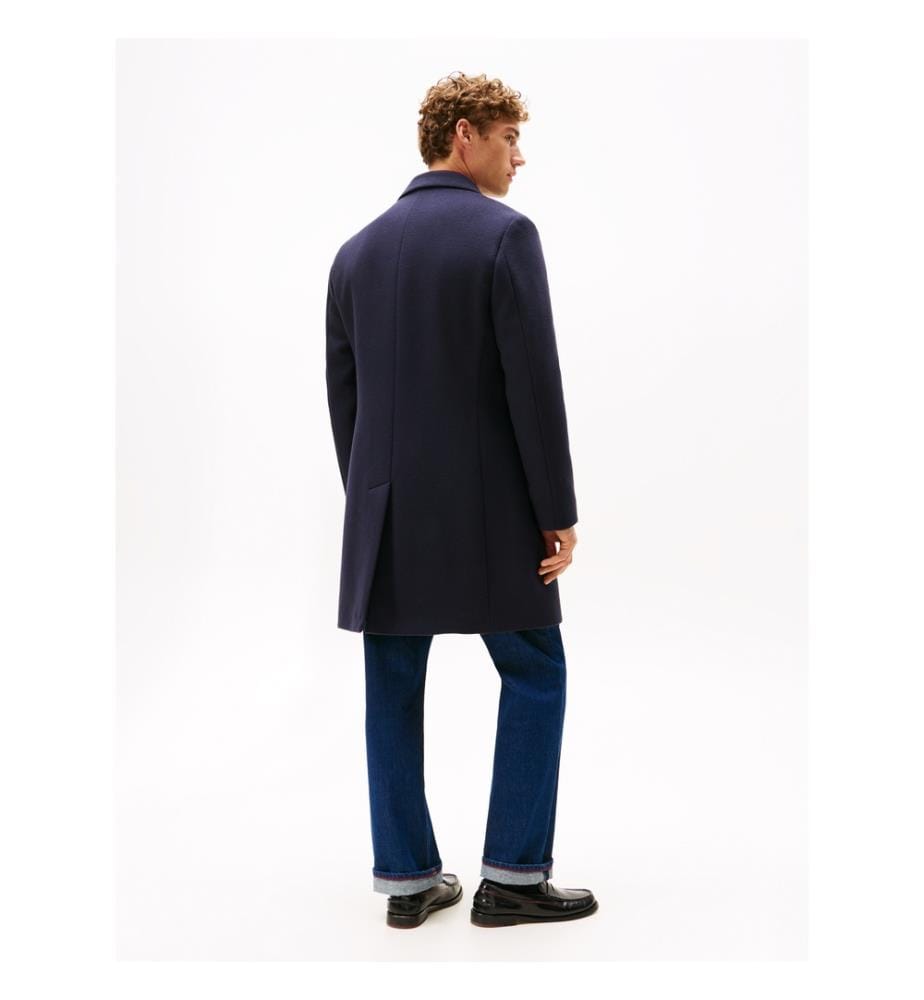 Gerader Mantel Smart Casual aus Wollgemisch - Marineblau