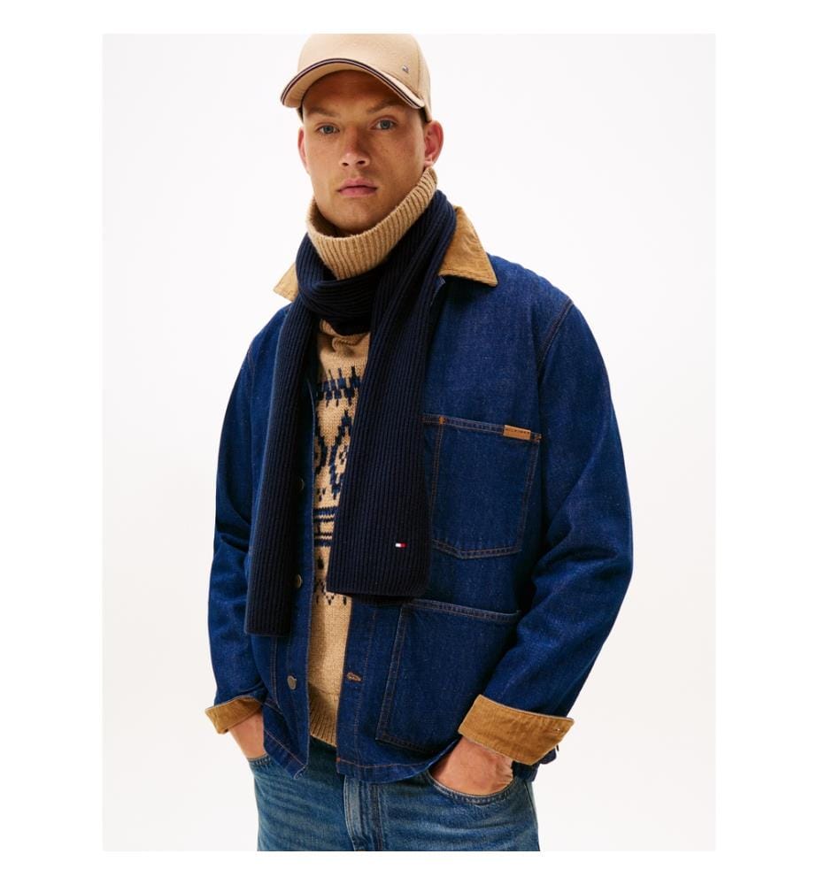 Hilfiger Flag Gerippter Schal - Marine