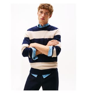 Pullover aus reiner Lammwolle - Weiss & Grau