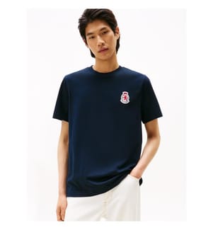 T-Shirt aus Baumwolle mit Wappen - Marine