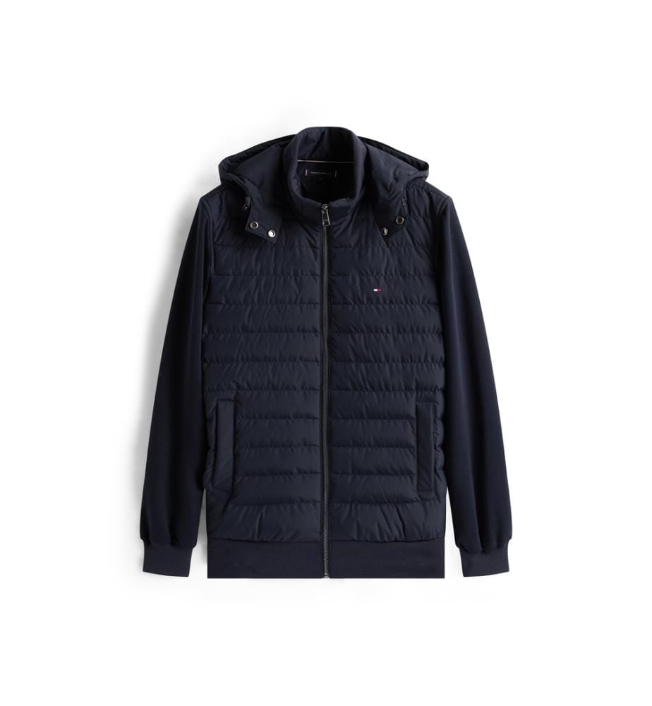 Kapuzenjacke mit Reissverschluss und Einsätzen - Marineblau