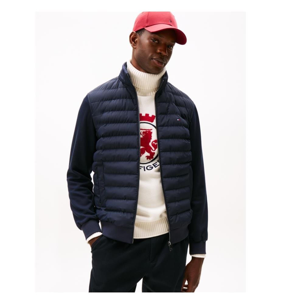 Kapuzenjacke mit Reissverschluss und Einsätzen - Marineblau