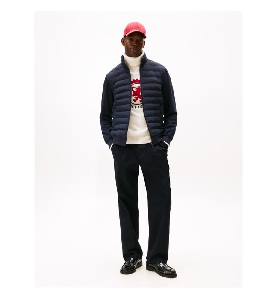 Kapuzenjacke mit Reissverschluss und Einsätzen - Marineblau