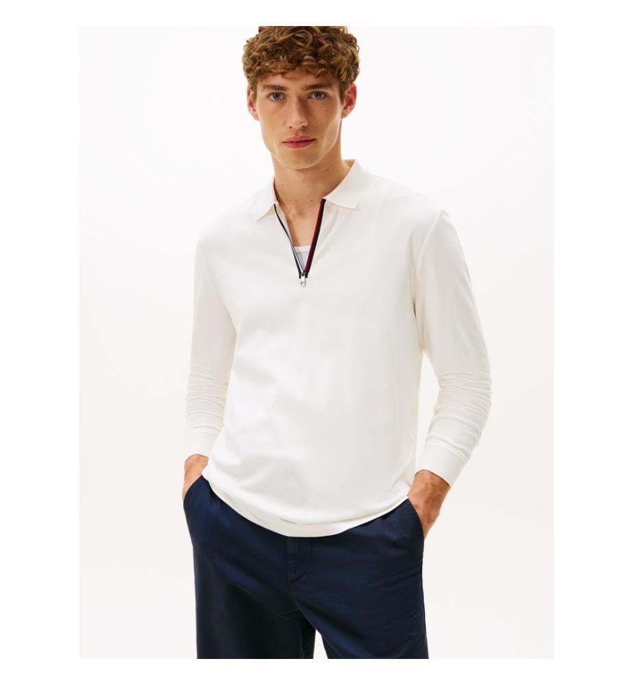 Polo interlock con zip - Crema