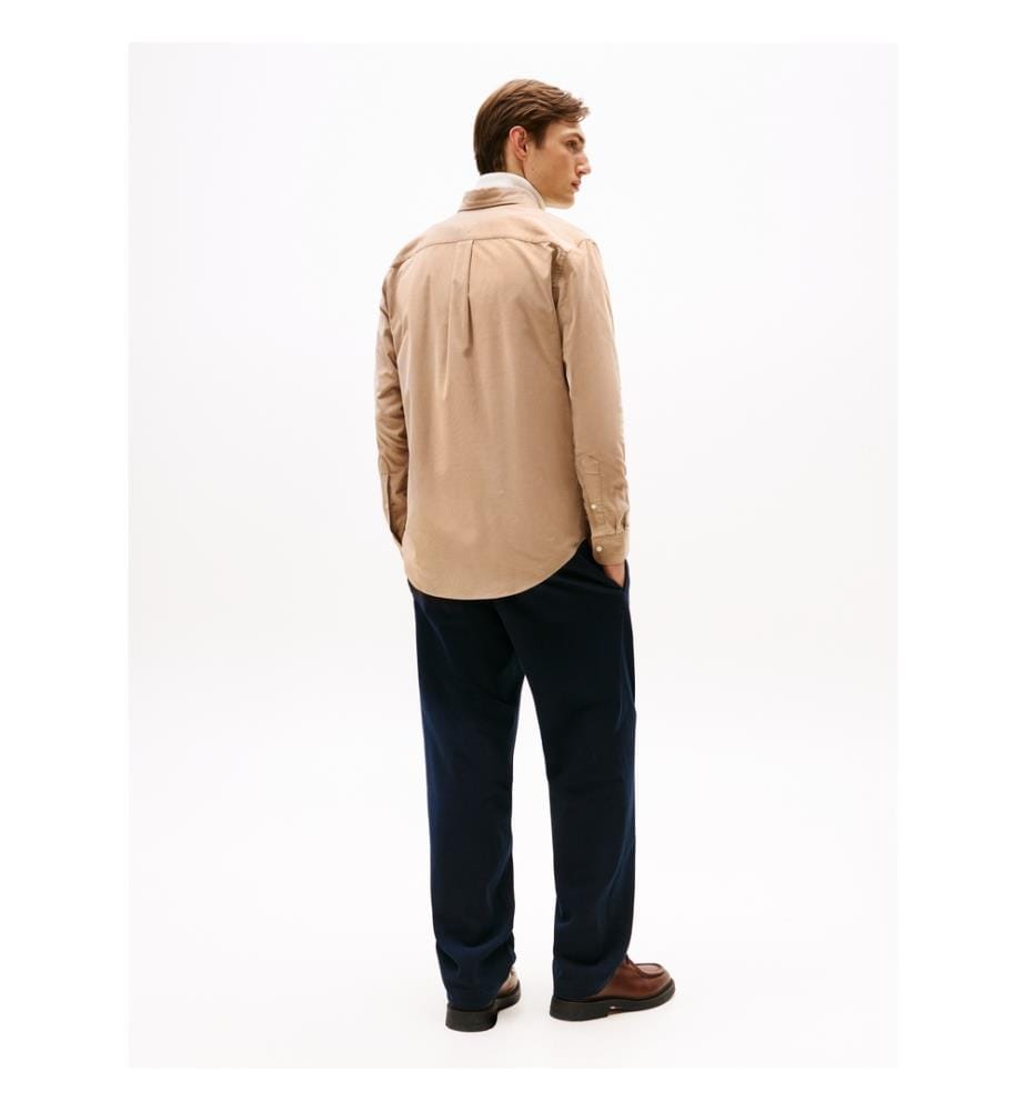 Hemd Aus Geripptem Samt - Beige