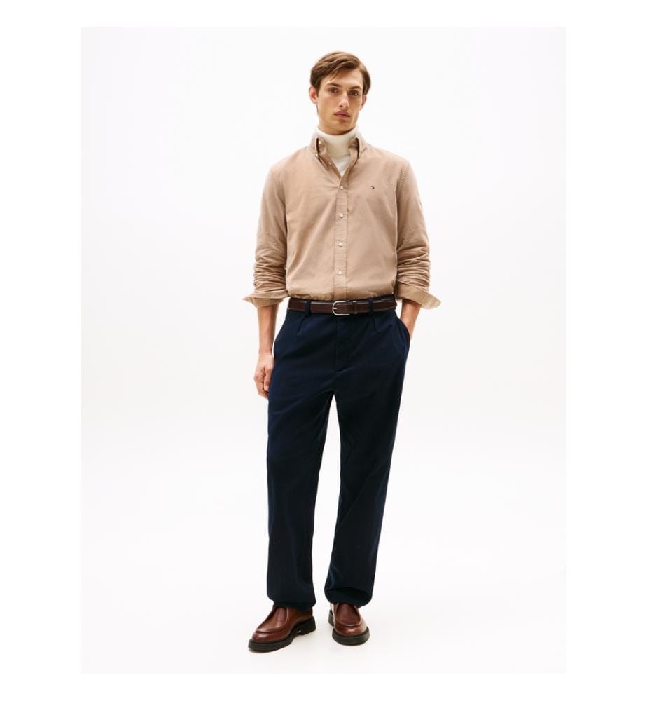 Hemd Aus Geripptem Samt - Beige