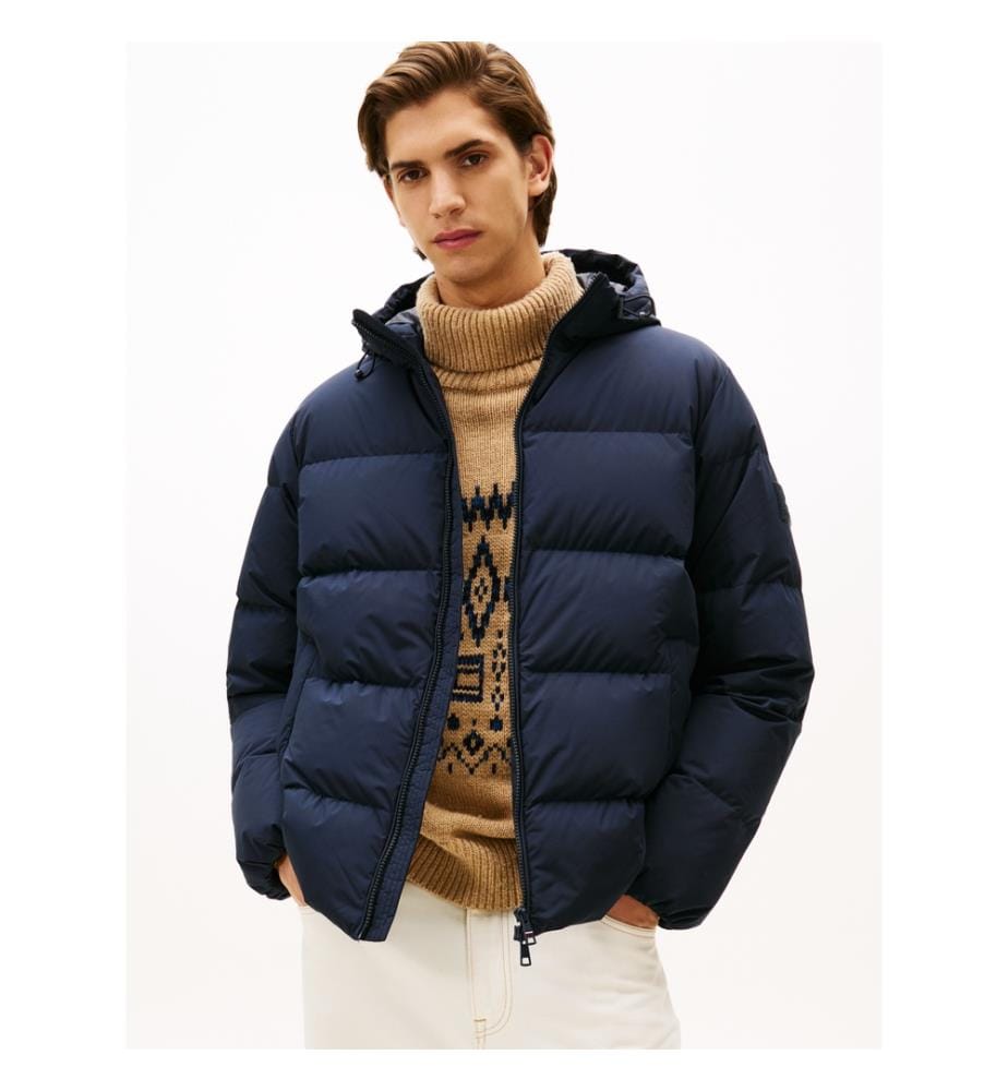 Water Repellent Hooded Jacket - Navy Blue