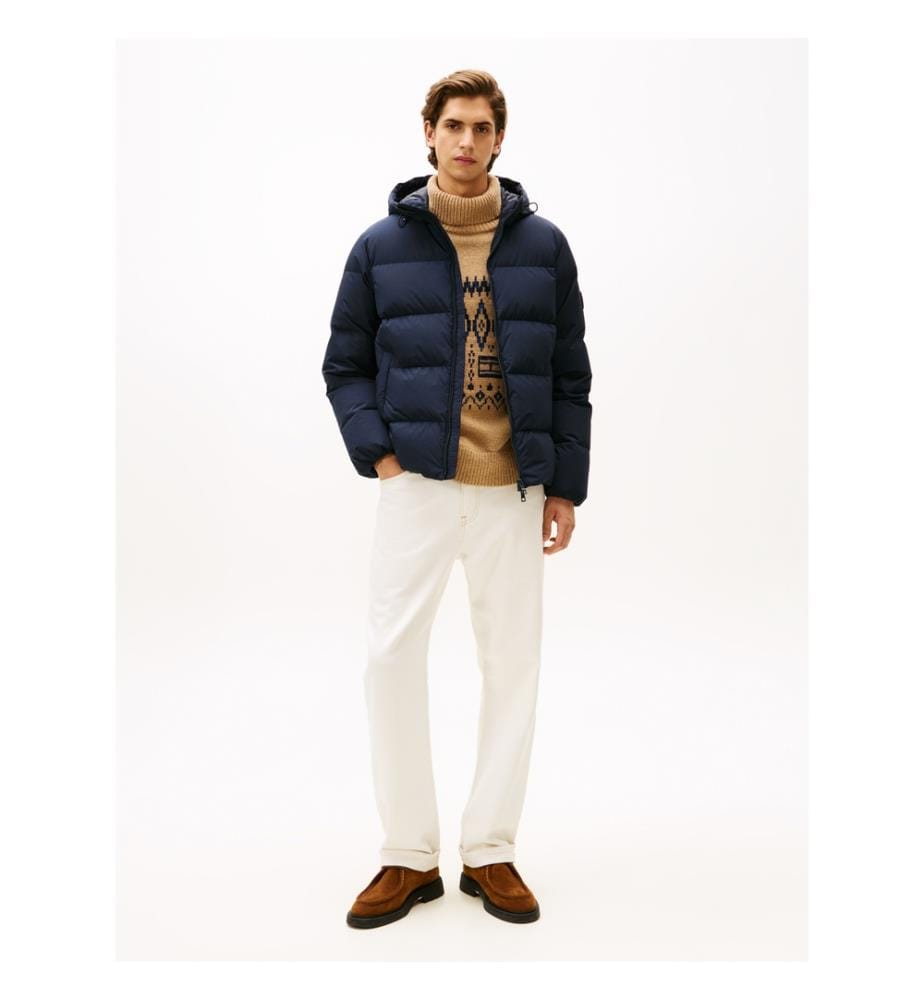 Water Repellent Hooded Jacket - Navy Blue