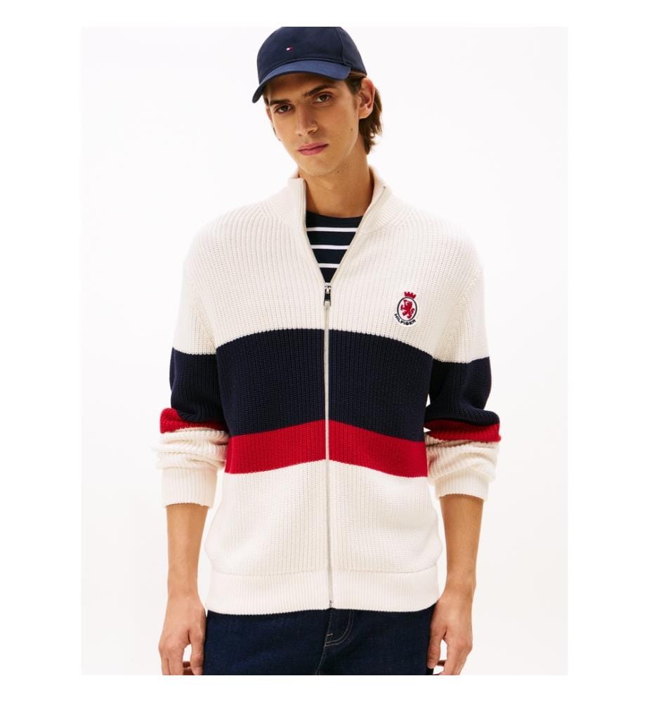 Cardigan Coupe Décontractée À Blocs De Couleur - Pétale Ivoire
