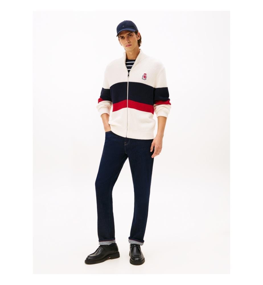 Cardigan Coupe Décontractée À Blocs De Couleur - Pétale Ivoire