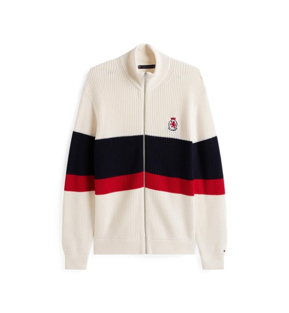 Cardigan Coupe Décontractée À Blocs De Couleur - Pétale Ivoire