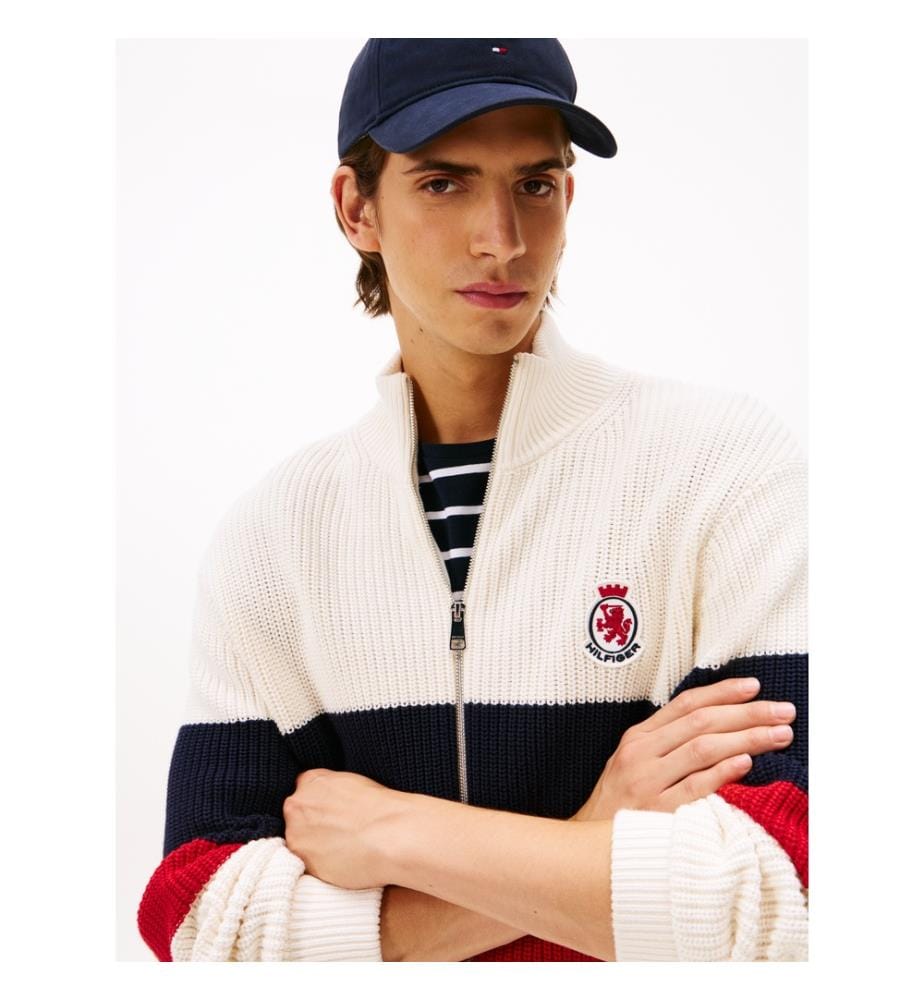 Cardigan Coupe Décontractée À Blocs De Couleur - Pétale Ivoire
