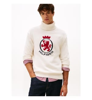 Lässiger Pullover mit TH-Wappen - Creme