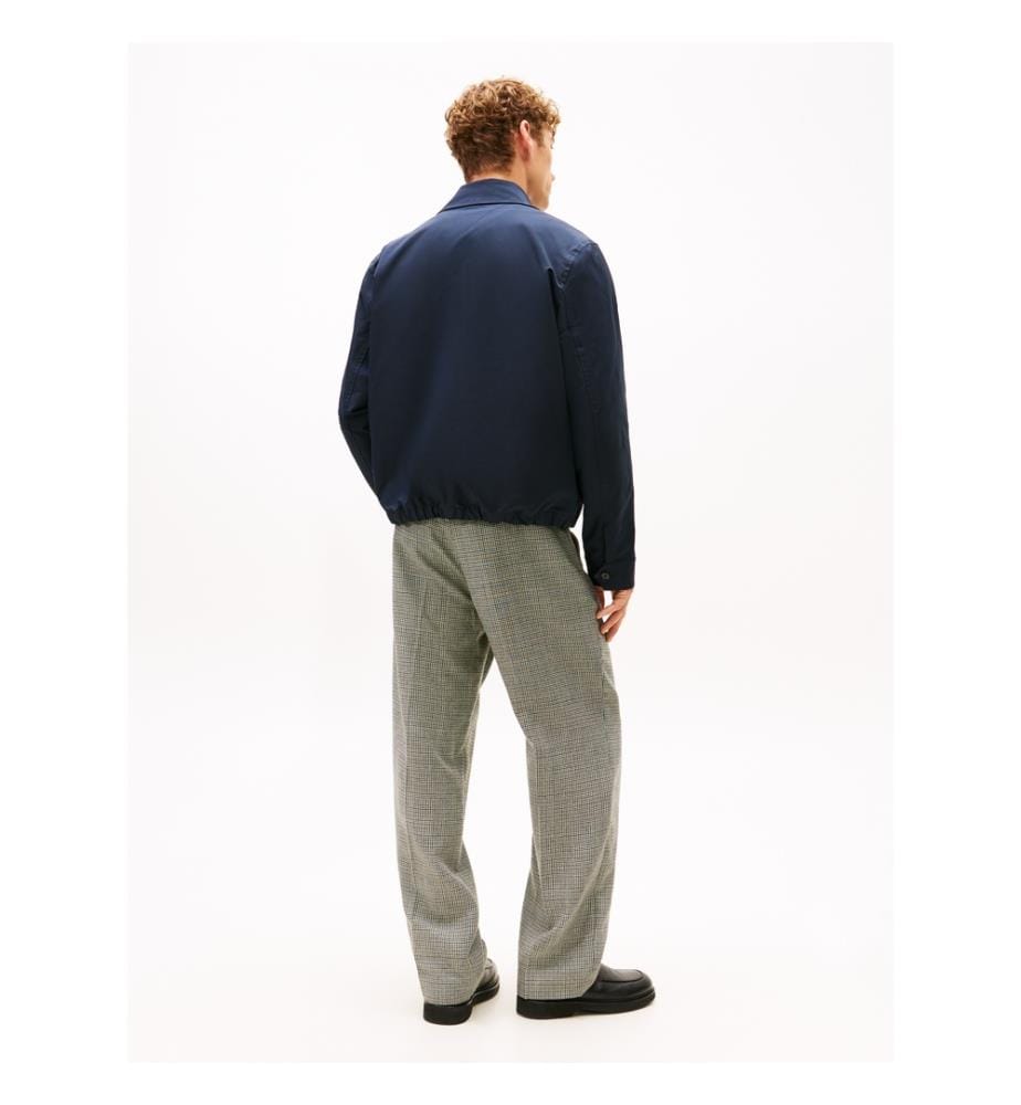 Blouson stretch à doublure tartan et écusson logo - Bleu marine