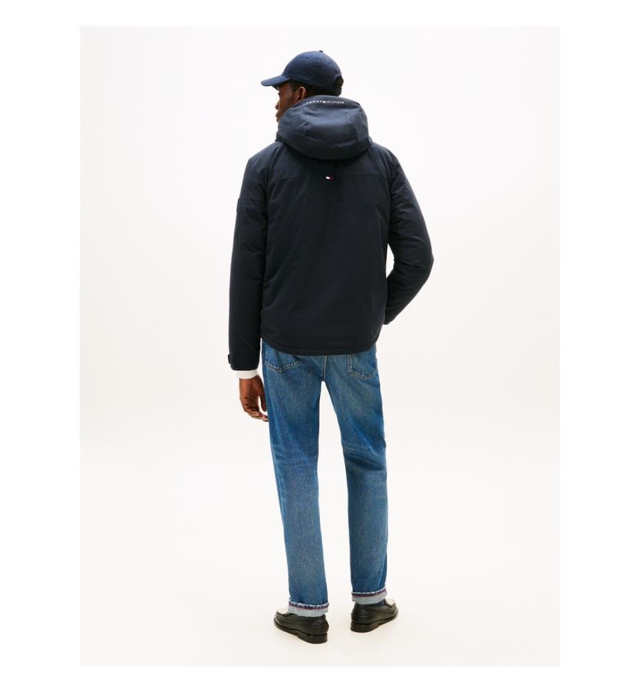 Veste courte matelassée à capuche - Bleu Marine