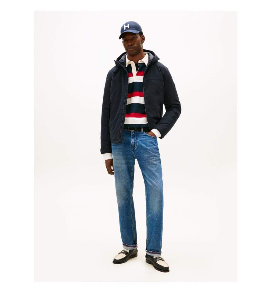 Veste courte matelassée à capuche - Bleu Marine
