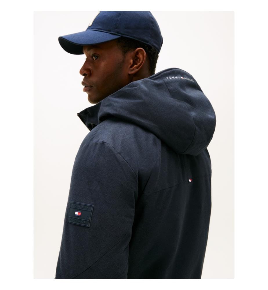 Veste courte matelassée à capuche - Bleu Marine