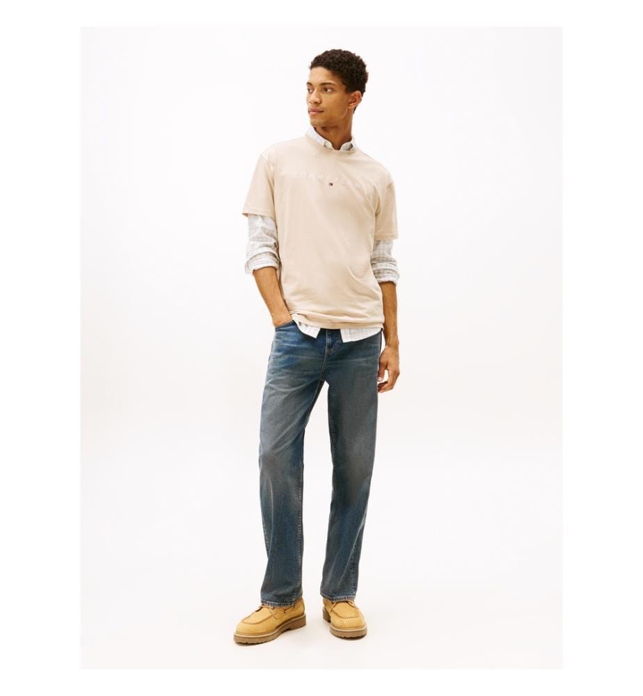Linear Logo Regular Fit T-Shirt - Beige