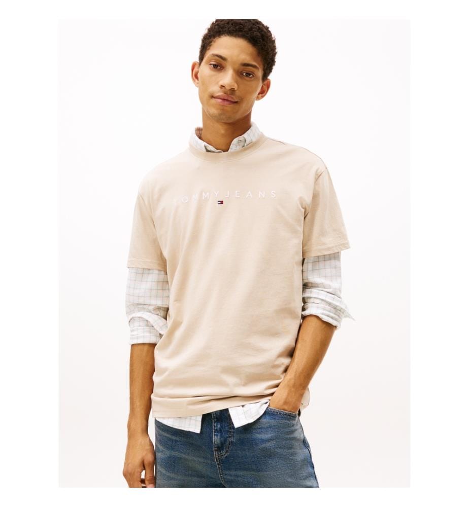 Linear Logo Regular Fit T-Shirt - Beige
