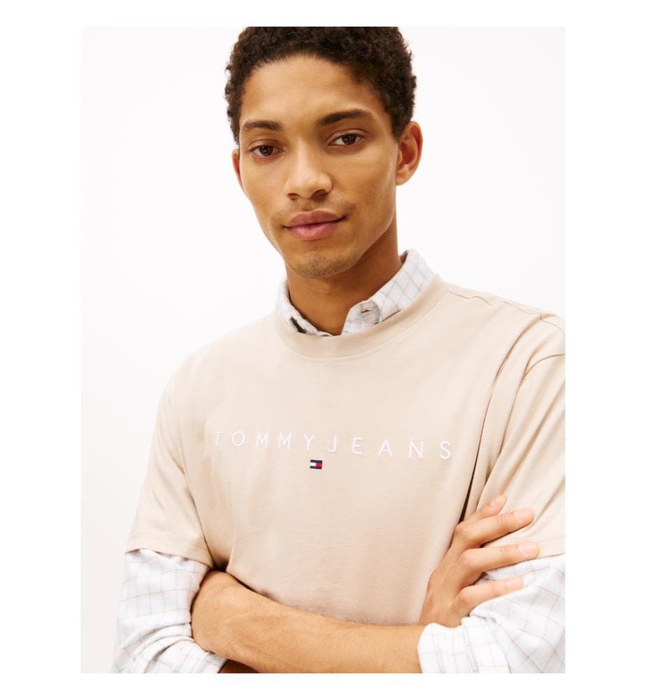 Linear Logo Regular Fit T-Shirt - Beige