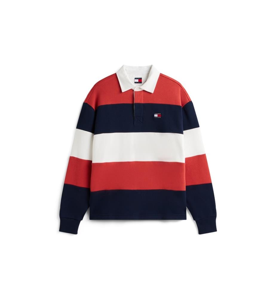 Rugby-Poloshirt - Rot und Marine