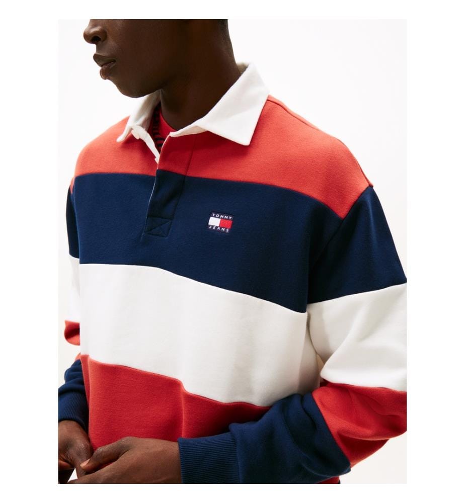 Rugby-Poloshirt - Rot und Marine