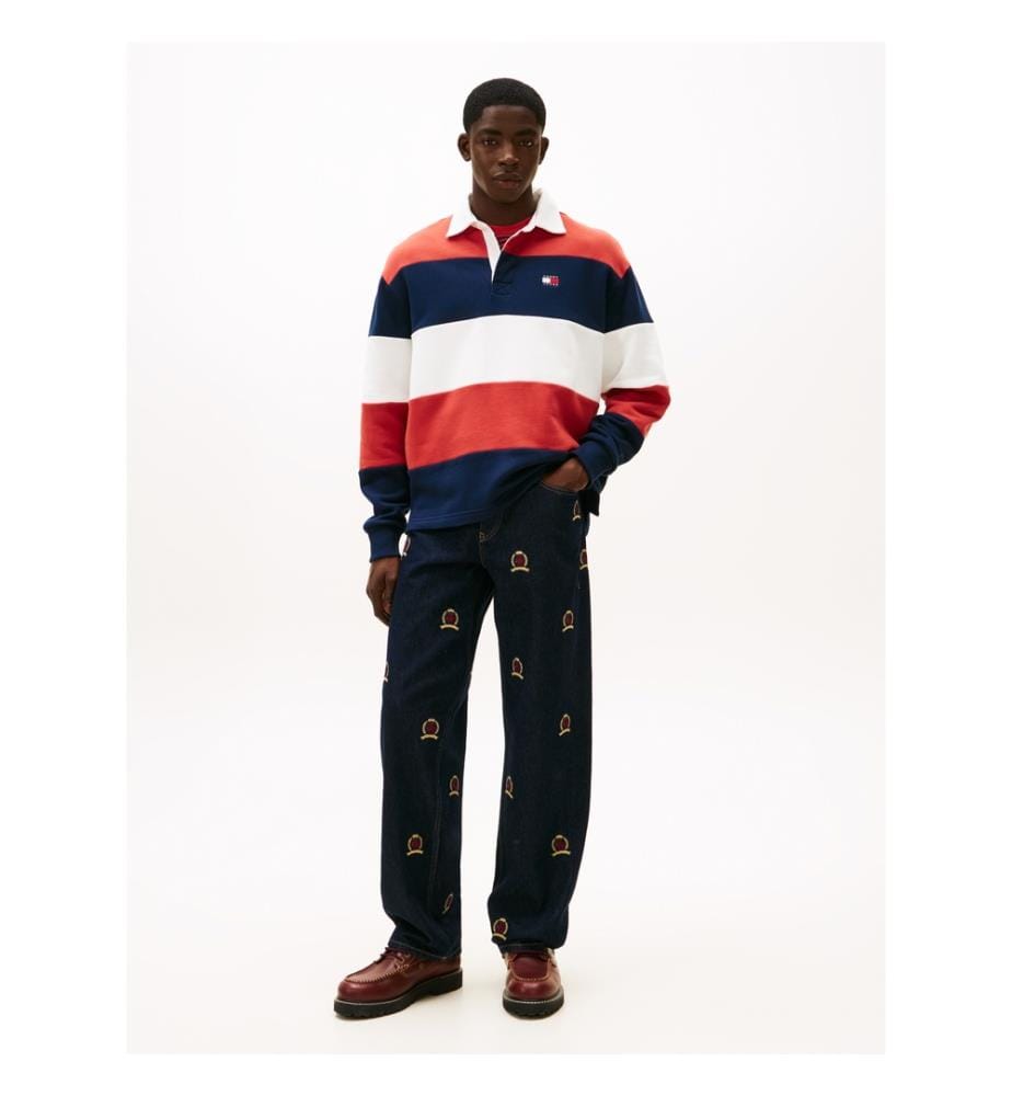 Rugby-Poloshirt - Rot und Marine