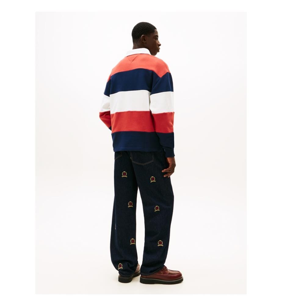 Rugby-Poloshirt - Rot und Marine