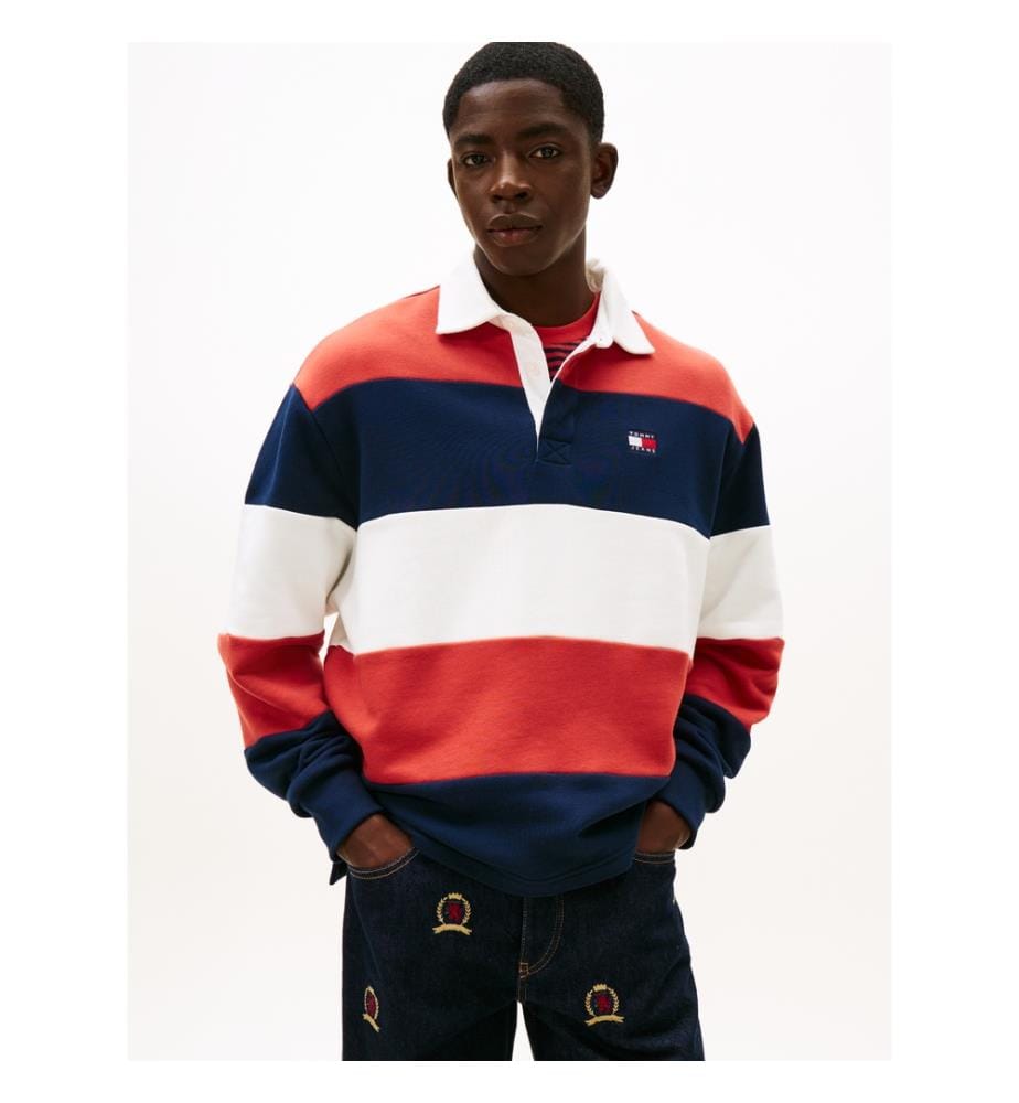 Rugby-Poloshirt - Rot und Marine