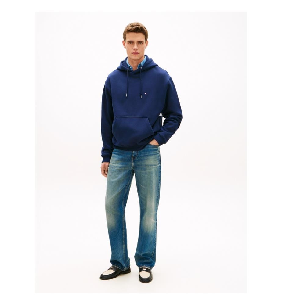 Kapuzen-Sweatshirt lockerer Passform mit Rücken-Flagge aus Terry - Dunkelblau