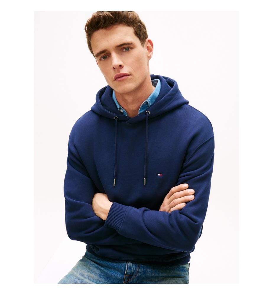 Kapuzen-Sweatshirt lockerer Passform mit Rücken-Flagge aus Terry - Dunkelblau