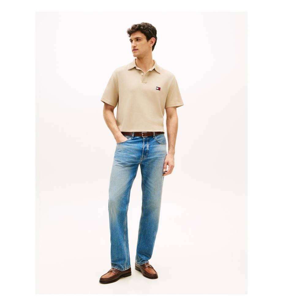 Polohemd in klassischer Passform mit gestricktem Kragen - Khaki