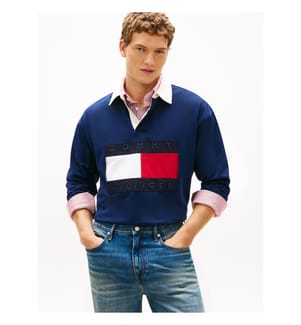 Rugby-Sweatshirt mit grossem Flaggenlogo – Helles Navyblau