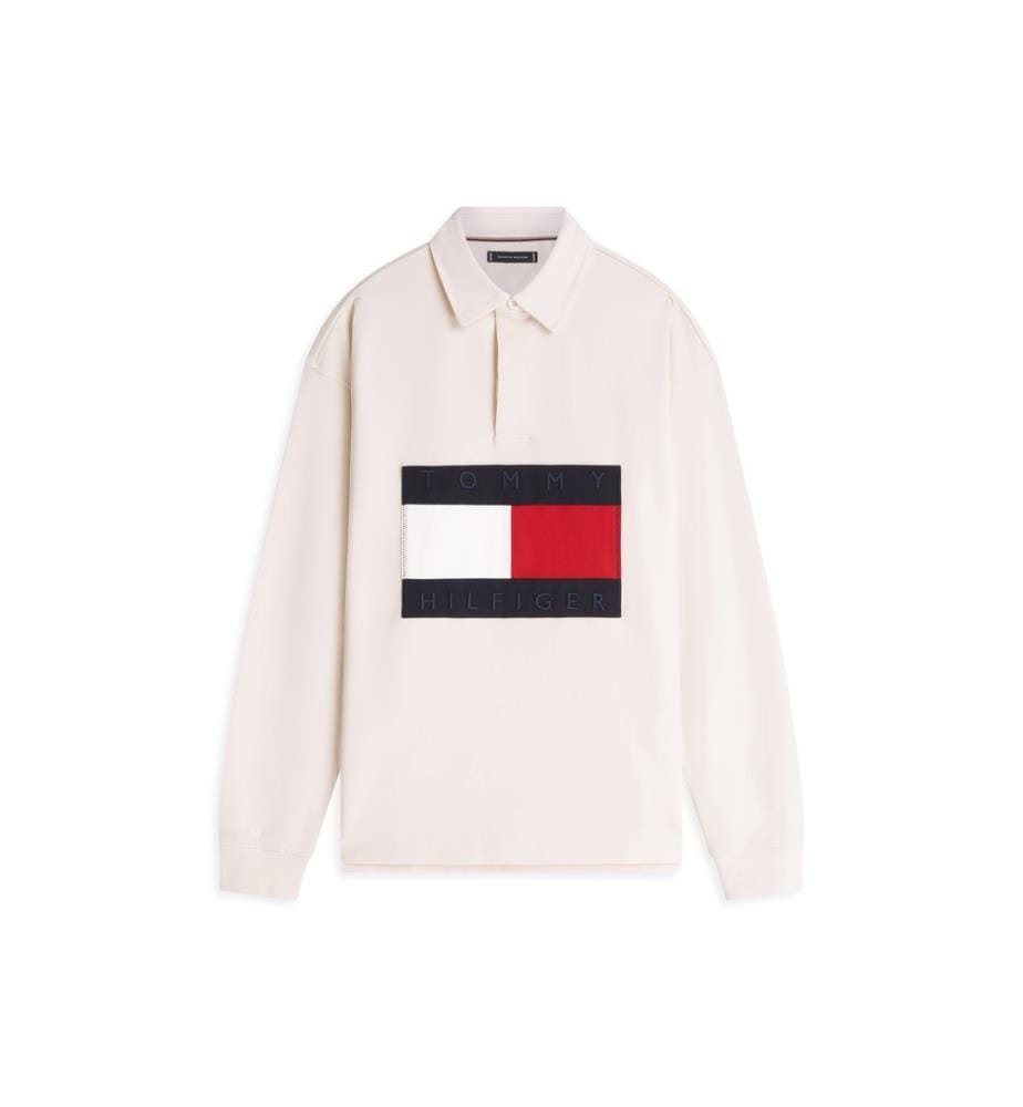 Rugby-Sweatshirt mit grossem Flaggenlogo - helles Marineblau