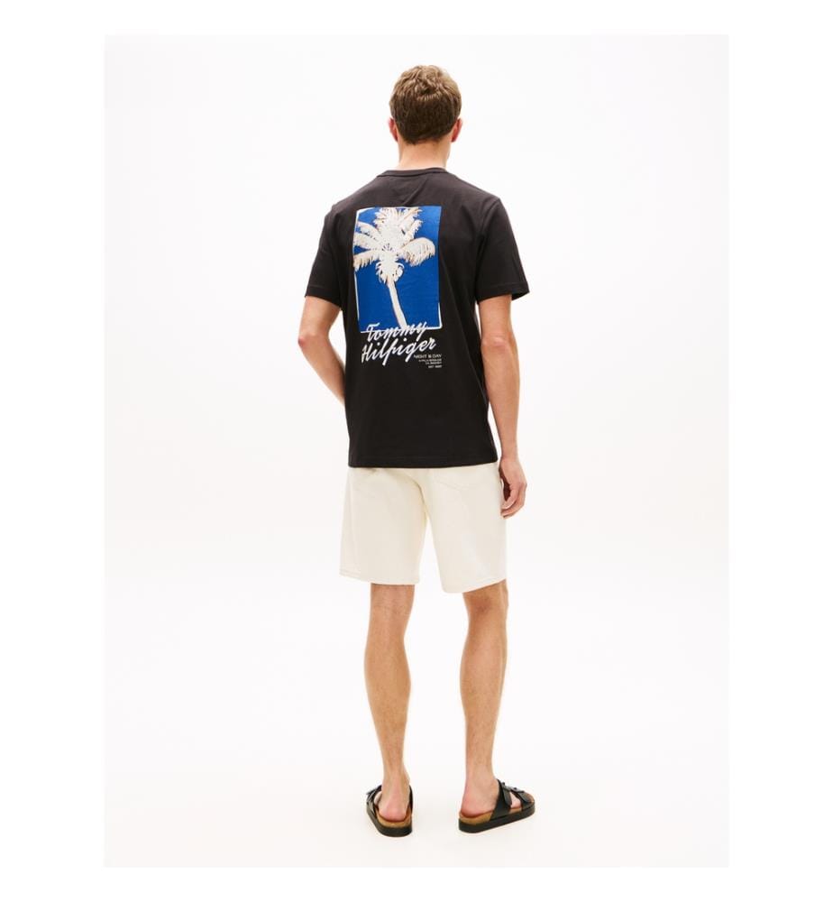 T-shirt impression photo palmier - Noir et Blanc
